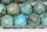 CDE1386 15.5 inches 8mm faceted round sea sediment jasper beads