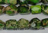 CDE155 15.5 inches 10*12mm faceted nugget dyed sea sediment jasper beads