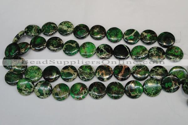 CDE174 15.5 inches 20mm flat round dyed sea sediment jasper beads