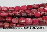 CDE19 15.5 inches 8*8mm square dyed sea sediment jasper beads