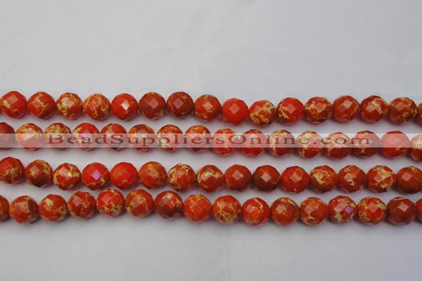 CDE2103 15.5 inches 12mm faceted round dyed sea sediment jasper beads