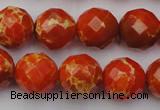 CDE2104 15.5 inches 14mm faceted round dyed sea sediment jasper beads