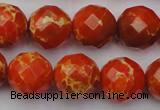 CDE2105 15.5 inches 16mm faceted round dyed sea sediment jasper beads