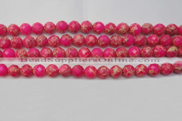 CDE2113 15.5 inches 12mm faceted round dyed sea sediment jasper beads