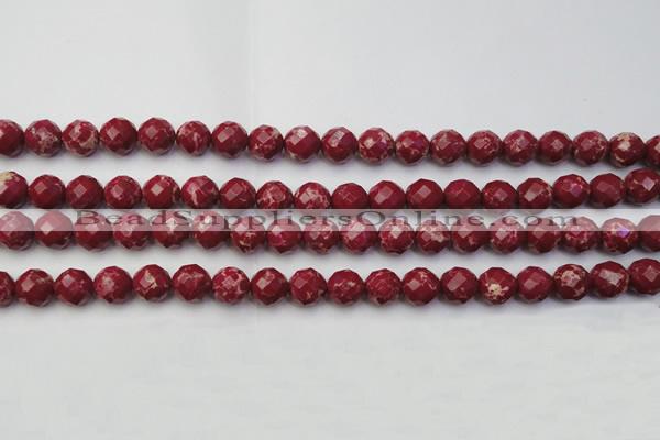 CDE2132 15.5 inches 10mm faceted round dyed sea sediment jasper beads