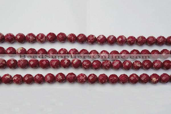 CDE2133 15.5 inches 12mm faceted round dyed sea sediment jasper beads