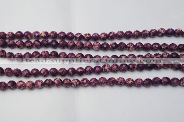 CDE2140 15.5 inches 6mm faceted round dyed sea sediment jasper beads