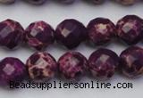 CDE2143 15.5 inches 12mm faceted round dyed sea sediment jasper beads