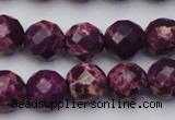 CDE2144 15.5 inches 14mm faceted round dyed sea sediment jasper beads