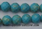 CDE2154 15.5 inches 14mm faceted round dyed sea sediment jasper beads