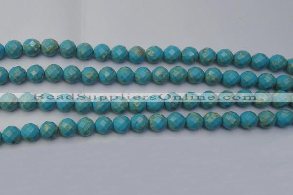 CDE2154 15.5 inches 14mm faceted round dyed sea sediment jasper beads