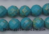 CDE2155 15.5 inches 16mm faceted round dyed sea sediment jasper beads