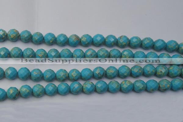 CDE2156 15.5 inches 18mm faceted round dyed sea sediment jasper beads