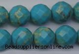 CDE2157 15.5 inches 20mm faceted round dyed sea sediment jasper beads