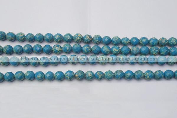 CDE2161 15.5 inches 8mm faceted round dyed sea sediment jasper beads