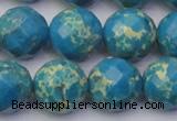 CDE2167 15.5 inches 20mm faceted round dyed sea sediment jasper beads