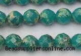 CDE2172 15.5 inches 10mm faceted round dyed sea sediment jasper beads