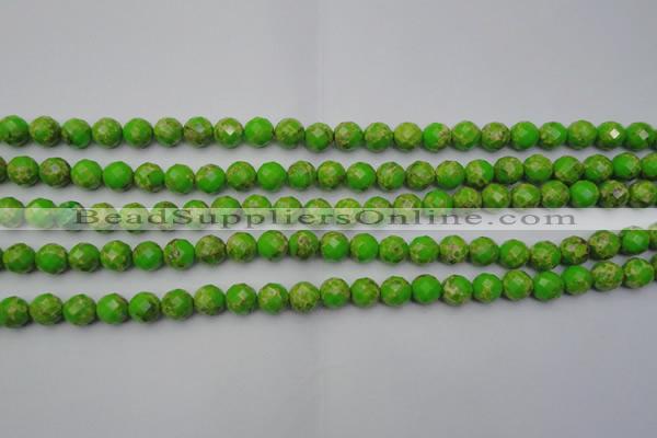 CDE2180 15.5 inches 6mm faceted round dyed sea sediment jasper beads