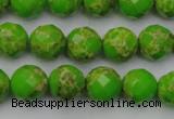 CDE2182 15.5 inches 10mm faceted round dyed sea sediment jasper beads