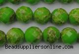 CDE2183 15.5 inches 12mm faceted round dyed sea sediment jasper beads