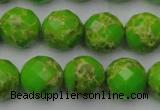 CDE2186 15.5 inches 18mm faceted round dyed sea sediment jasper beads