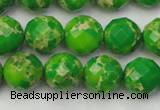 CDE2192 15.5 inches 10mm faceted round dyed sea sediment jasper beads