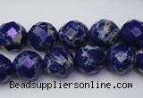 CDE2213 15.5 inches 12mm faceted round dyed sea sediment jasper beads