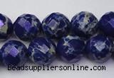 CDE2215 15.5 inches 16mm faceted round dyed sea sediment jasper beads