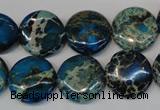 CDE232 15.5 inches 16mm flat round dyed sea sediment jasper beads