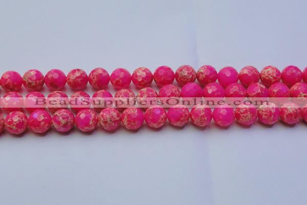 CDE2507 15.5 inches 14mm faceted round dyed sea sediment jasper beads