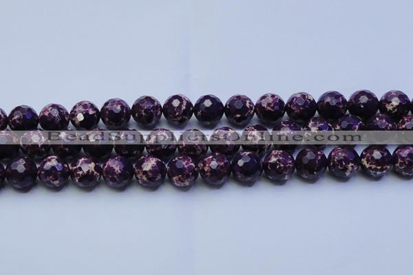 CDE2536 15.5 inches 16mm faceted round dyed sea sediment jasper beads