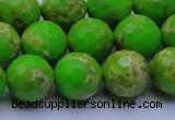 CDE2556 15.5 inches 14mm faceted round dyed sea sediment jasper beads