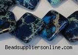 CDE258 15.5 inches 20*20mm diamond dyed sea sediment jasper beads