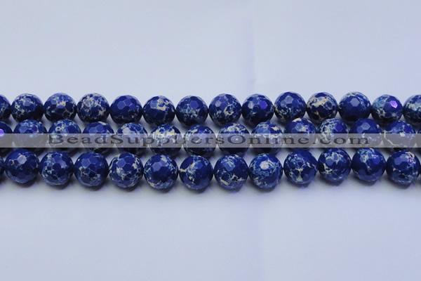 CDE2580 15.5 inches 16mm faceted round dyed sea sediment jasper beads