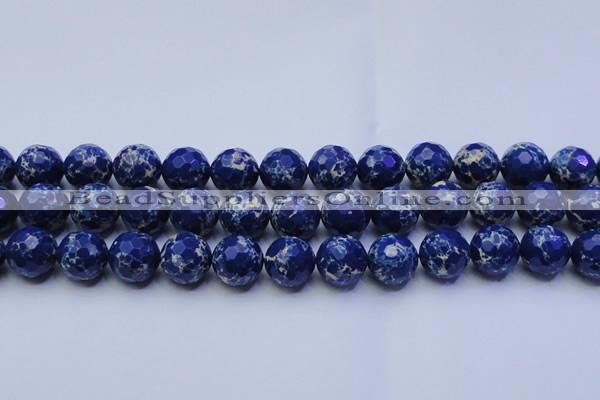 CDE2581 15.5 inches 18mm faceted round dyed sea sediment jasper beads