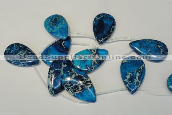 CDE345 Top-drilled 30*50mm flat teardrop dyed sea sediment jasper beads