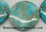 CDE353 15.5 inches 45mm flat round dyed sea sediment jasper beads