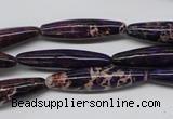 CDE383 15.5 inches 7*30mm rice dyed sea sediment jasper beads