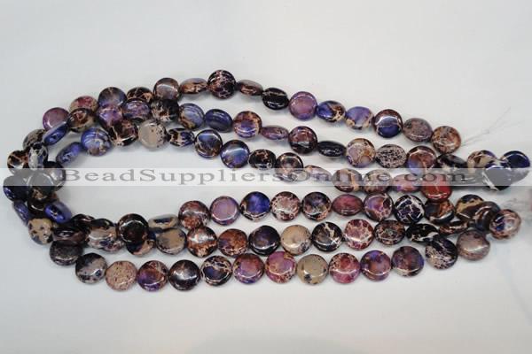 CDE406 15.5 inches 12mm flat round dyed sea sediment jasper beads