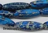 CDE48 15.5 inches 10*30mm rice dyed sea sediment jasper beads