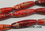 CDE513 15.5 inches 8*31mm rice dyed sea sediment jasper beads