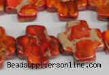 CDE563 15.5 inches 20*20mm cross dyed sea sediment jasper beads