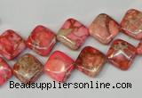 CDE568 15.5 inches 10*10mm diamond dyed sea sediment jasper beads