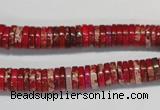 CDE601 15.5 inches 2*8mm heishi dyed sea sediment jasper beads