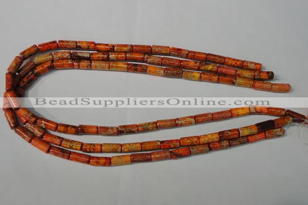 CDE736 15.5 inches 6*12mm tube dyed sea sediment jasper beads