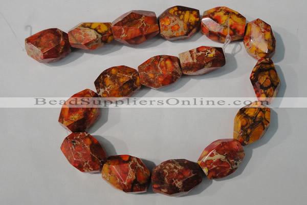 CDE748 15.5 inches 18*25mm faceted nuggets dyed sea sediment jasper beads