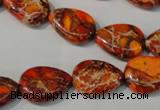 CDE754 15.5 inches 13*18mm flat teardrop dyed sea sediment jasper beads