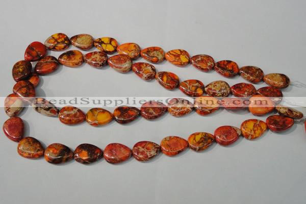 CDE754 15.5 inches 13*18mm flat teardrop dyed sea sediment jasper beads