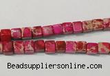 CDE780 15.5 inches 5*5mm cube dyed sea sediment jasper beads