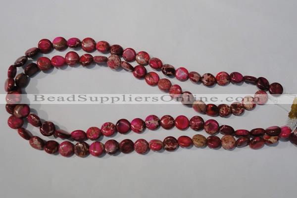 CDE785 15.5 inches 10mm flat round dyed sea sediment jasper beads